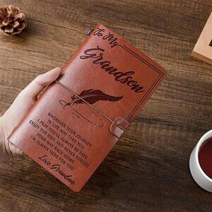Leather Journal to Grandson Gift from Grandma Christmas Birthdays Thanksgiving